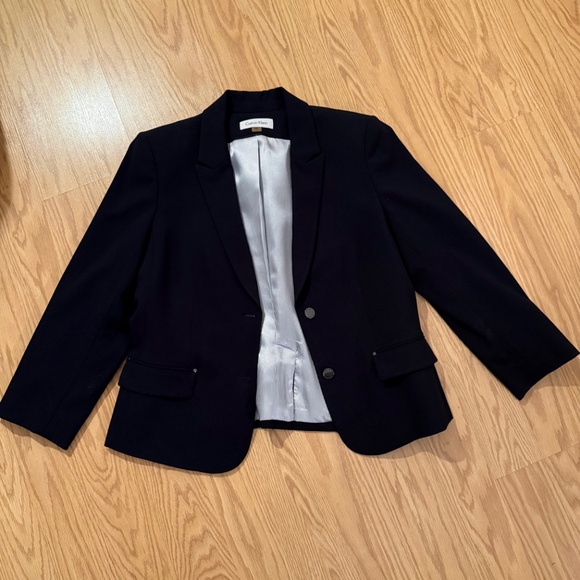 Calvin Klein Deep Navy Blazer Size 14 Single-Breasted - Picture 7 of 8